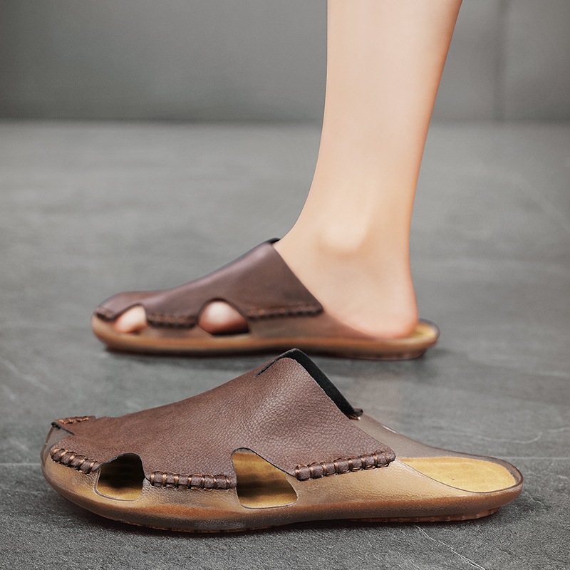 Men Leather Flat Slides Slippe - Outdoor Lighting For Your House recension och pris